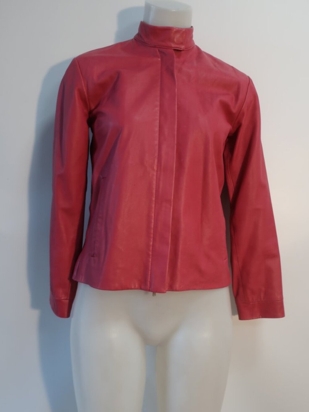 Womens Ralph Lauren Golf Raspberry-Pink Color Leather Jacket S - Picture 2 of 14